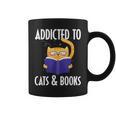 Addicted To Cats And Books Orange Tabby Cat Men Women Kids Graphic Print Coffee Mug