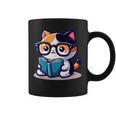 Adorable Book Lover Calico Cat With Reading Glasses Cute For Men Women Kids Graphic Print Coffee Mug