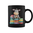 Adorable Donkey With Heart Sitting On Colorful Book Stack Graphic Print Coffee Mug