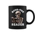 Bonafide Reader Cute Skeleton Reading a Book Lover Bookish Graphic Print Coffee Mug