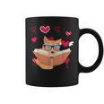 Book Nerd Heart Library Cat Bookworm Animal Pet Book Reading Graphic Print Coffee Mug