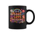 Book Peace Bookworm Hippie Rainbow Peace Sign Graphic Print Coffee Mug