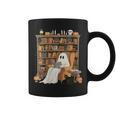 Bookish Ghost Haunted Library Cat Bookworm Book Lover Graphic Print Coffee Mug