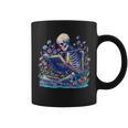 Bookish Skeleton Reading In Wildflowers Book Lover Bookworm Graphic Print Coffee Mug