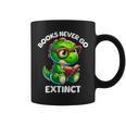 Books Never Go Extinct Reading Dinosaur Bookish Nerdy Graphic Print Coffee Mug Books Never Go Extinct Reading Dinosaur Bookish Nerdy Graphic Print Coffee Mug