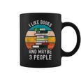 I Like Books And Maybe 3 People Vintage Retro Book Lover Graphic Print Coffee Mug