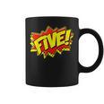 Boy Five Superhero Comic Book Hero 5th Birthday Boy 5 Years Graphic Print Coffee Mug