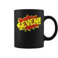 Boy Seven Superhero Comic Book Hero 7th Birthday Boy 7 Years Graphic Print Coffee Mug