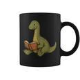 Brachiosaurus Dinosaur Reading Book Nerd Graphic Print Coffee Mug