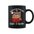 Cat Tshirt Easily Distracted By Cats And Books Cat For Men Women Graphic Print Coffee Mug