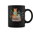 Cat Reading Book Lover Coffee Books Teacher Librarian Cat Graphic Print Coffee Mug