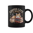 Cozy Reading Cat Coffee And Books Lover Artwork Graphic Print Coffee Mug