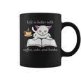 Cute Cat Book Reading Coffee Graphic Print Coffee Mug