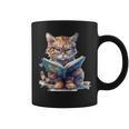 Cute Cat Wearing Glasses Reading a Book Graphic Print Coffee Mug