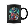 Cute Dragon Books Flower Bookworm Book Lover Graphic Print Coffee Mug