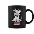 Cute Kawaii Cow Book Reading Bookworm Boys Girls Kids Graphic Print Coffee Mug
