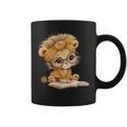 Cute Lion Cub Reading Book With Headwrap Graphic Print Coffee Mug