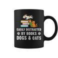 Cute Pet Animals Book Easily Distracted By Dogs Cats & Books Graphic Print Coffee Mug