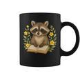 Cute Raccoon Reading Book Flowers Floral Graphic Print Coffee Mug