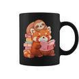 Cute Red Panda Reading Book Sloth Kawaii Animal Graphic Print Coffee Mug
