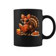 Cute Turkey Reading Book Lovers Bow Thanksgiving Graphic Print Coffee Mug