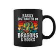 Dragon Reading Book Retro Vintage 80s Library Bookworm Graphic Print Coffee Mug