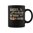 Easily Distracted By Birds & Books Vintage Birder Graphic Print Coffee Mug