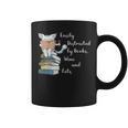 Easily Distracted By Books Wine And Cats Lover Graphic Print Coffee Mug Easily Distracted By Books Wine And Cats Lover Graphic Print Coffee Mug