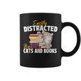 Easily Distracted By Cats And Books Bookworm Pet Lover Graphic Print Coffee Mug
