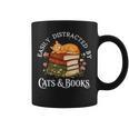 Easily Distracted By Cats And Books Cat And Book Lover Graphic Print Coffee Mug Easily Distracted By Cats And Books Cat And Book Lover Graphic Print Coffee Mug