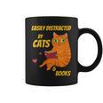 Easily Distracted By Cats And Books For Cat And Book Lover Graphic Print Coffee Mug Easily Distracted By Cats And Books For Cat And Book Lover Graphic Print Coffee Mug