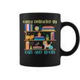 Easily Distracted By Cats And Books Cat Book Lovers Bookworm Graphic Print Coffee Mug Easily Distracted By Cats And Books Cat Book Lovers Bookworm Graphic Print Coffee Mug