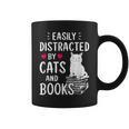 Easily Distracted By Cats And Books Cat Lover Graphic Print Coffee Mug