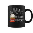 Easily Distracted By Cats And Books Cute Book Lover Graphic Print Coffee Mug Easily Distracted By Cats And Books Cute Book Lover Graphic Print Coffee Mug
