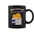 Easily Distracted Cats And Books Cute Cat Book Lover Graphic Print Coffee Mug