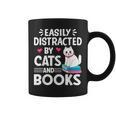 Easily Distracted By Cats And Books Cute Cat And Book Lovers Graphic Print Coffee Mug Easily Distracted By Cats And Books Cute Cat And Book Lovers Graphic Print Coffee Mug