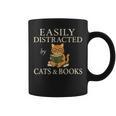 Easily Distracted By Cats And Books Cute Cat Reading Reader Graphic Print Coffee Mug