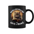 Easily Distracted By Cats And Books Librarians Bibliophiles Graphic Print Coffee Mug Easily Distracted By Cats And Books Librarians Bibliophiles Graphic Print Coffee Mug