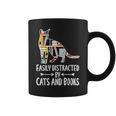 Easily Distracted By Cats And Books Reader Cat Lovers For Men Women Girls Kids Graphic Print Coffee Mug