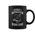 Easily Distracted By Dragons & Books Book Lover Graphic Print Coffee Mug