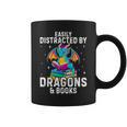 Easily Distracted By Dragons & Books Bookworm Library Graphic Print Coffee Mug