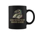Easily Distracted By Dragons & Books Vintage Style Graphic Print Coffee Mug Easily Distracted By Dragons & Books Vintage Style Graphic Print Coffee Mug