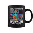 Easily Distracted By Dragons And Books Graphic Print Coffee Mug Easily Distracted By Dragons And Books Graphic Print Coffee Mug