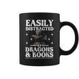 Easily Distracted By Dragons And Books Fantasy Book Lover Graphic Print Coffee Mug
