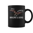 Easily Distracted By Dragons And Books Nerd Readers Graphic Print Coffee Mug