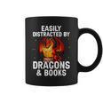 Easily Distracted By Dragons And Books Reading Graphic Print Coffee Mug Easily Distracted By Dragons And Books Reading Graphic Print Coffee Mug