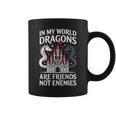 Fantasy Book Bookish My World Dragons Friends Not Enemies Graphic Print Coffee Mug
