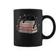 Floral Cat Sleeping On Books Graphic Print Coffee Mug