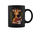 Giraffe Reading Book Graphic Giraffe With Book Floral Graphic Print Coffee Mug