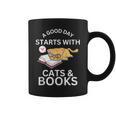 A Good Day Starts With Cats & Books Graphic Print Coffee Mug A Good Day Starts With Cats & Books Graphic Print Coffee Mug